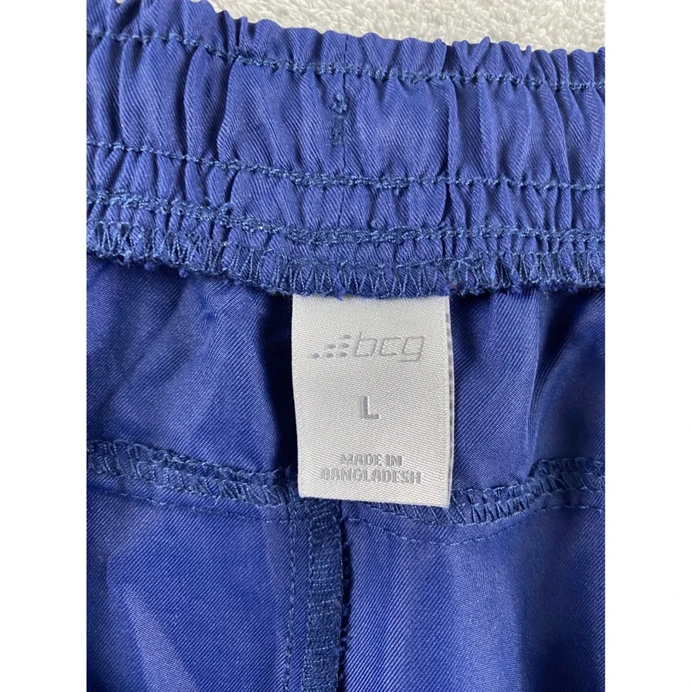 BCG Mens Navy Blue Athletic Gym Shorts Large Elastic Drawstring Waist Solid